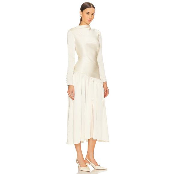 Lovers and Friends Odella Midi Dress Ivory Size L - Picture 2 of 10